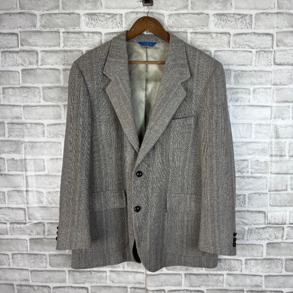 Pendleton Virgin Wool Gray Tweed Herringbone 2 Bu… - image 1